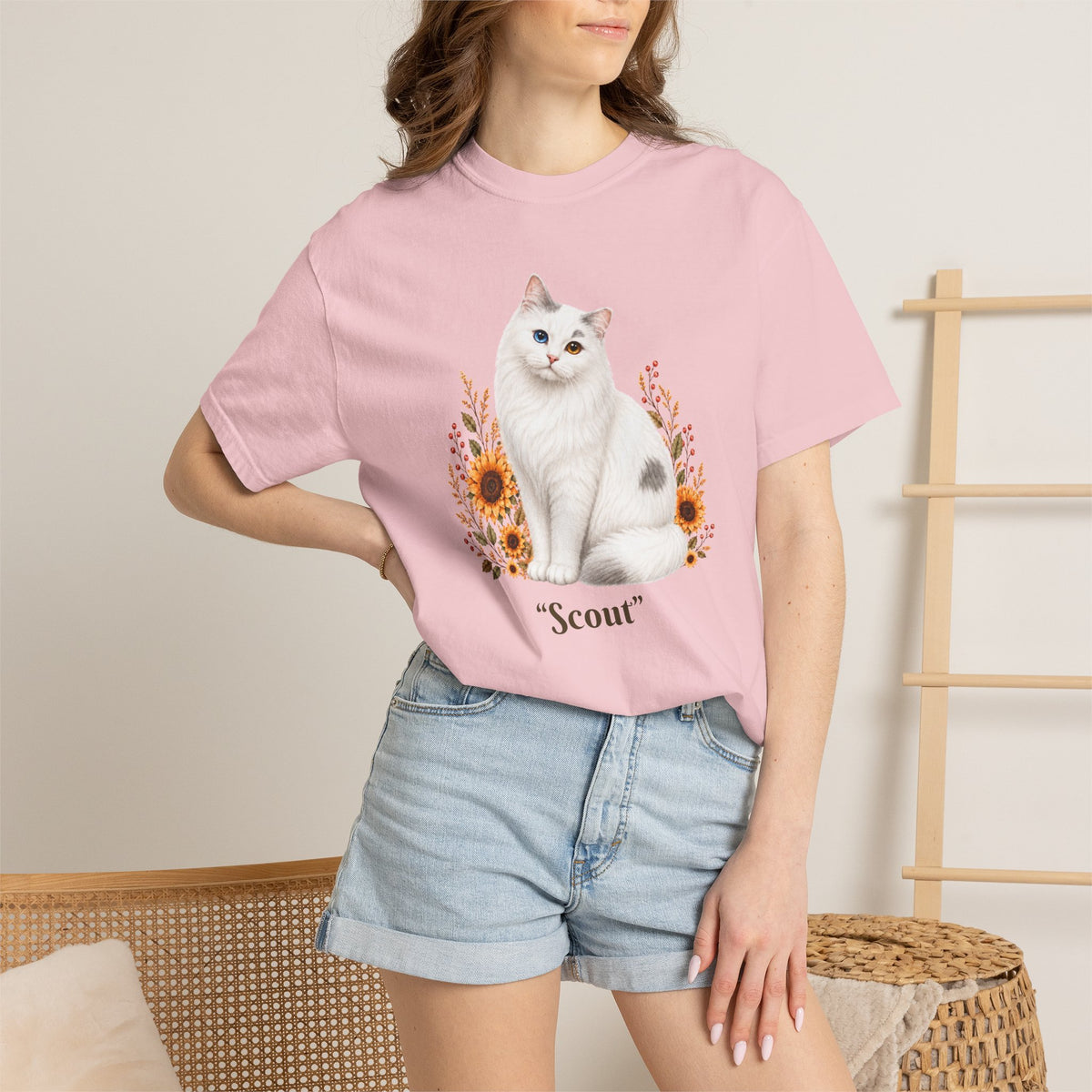 Personalized Turkish Van Cat Sunflower Comfort Colors® T-Shirt