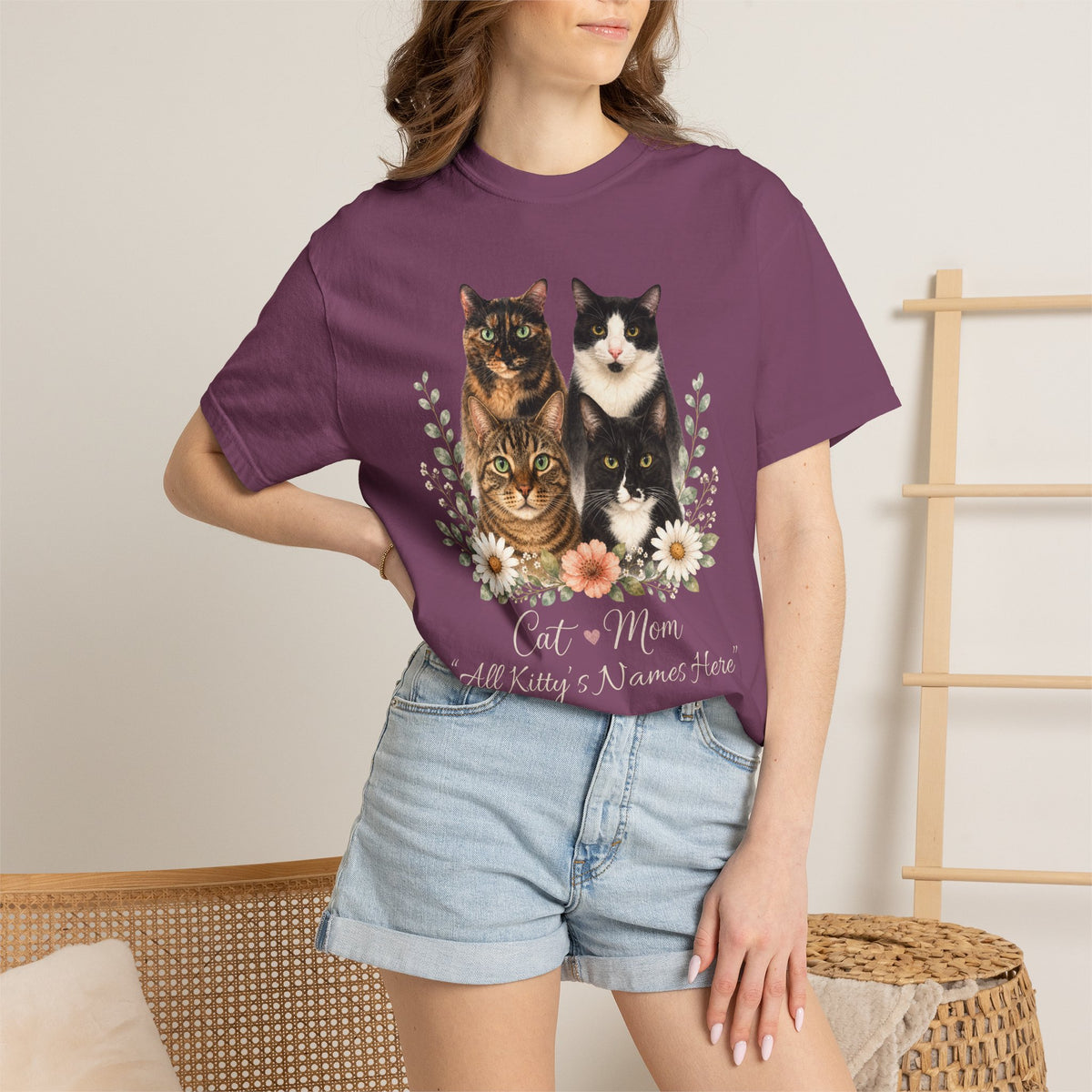 Personalized Multi-Cat Mom Comfort Colors® T-Shirt