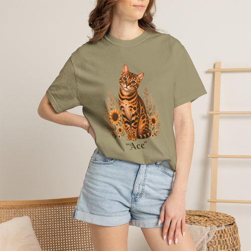 Personalized Bengal Cat Sunflower Comfort Colors® T-Shirt