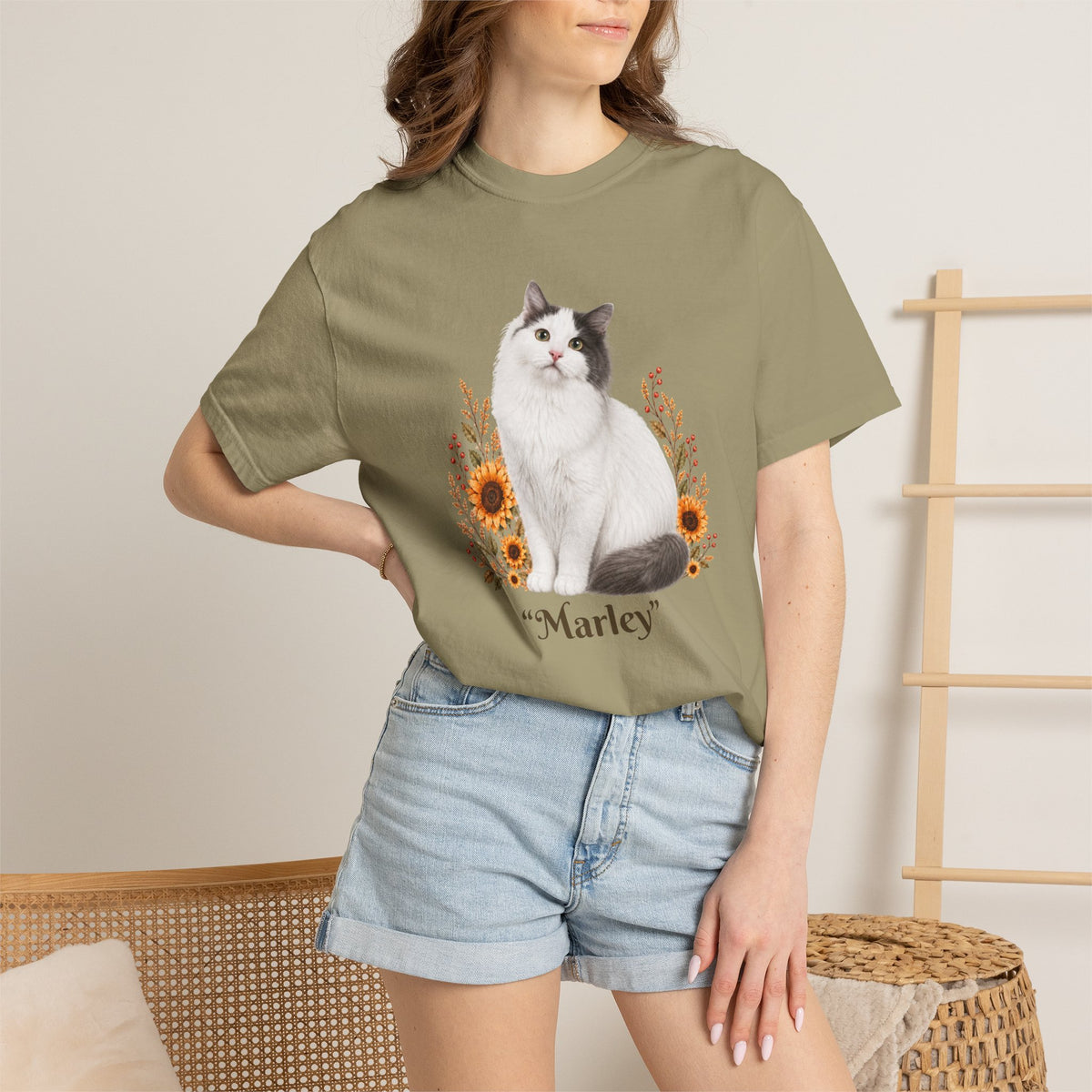 Personalized Turkish Van Cat Sunflower Comfort Colors® T-Shirt