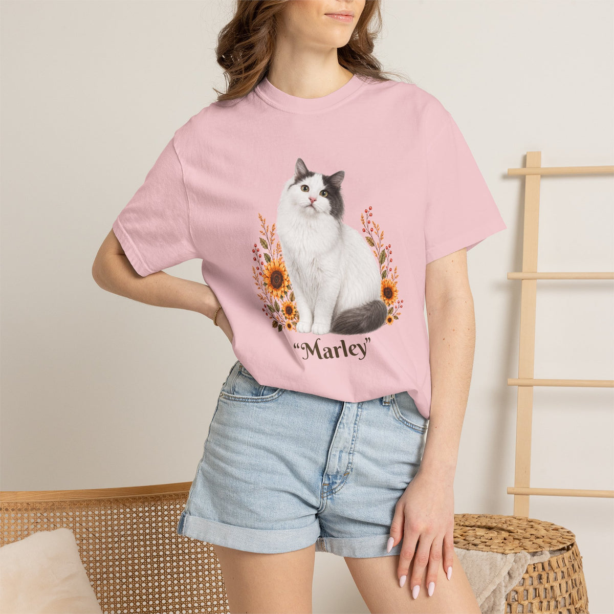 Personalized Turkish Van Cat Sunflower Comfort Colors® T-Shirt