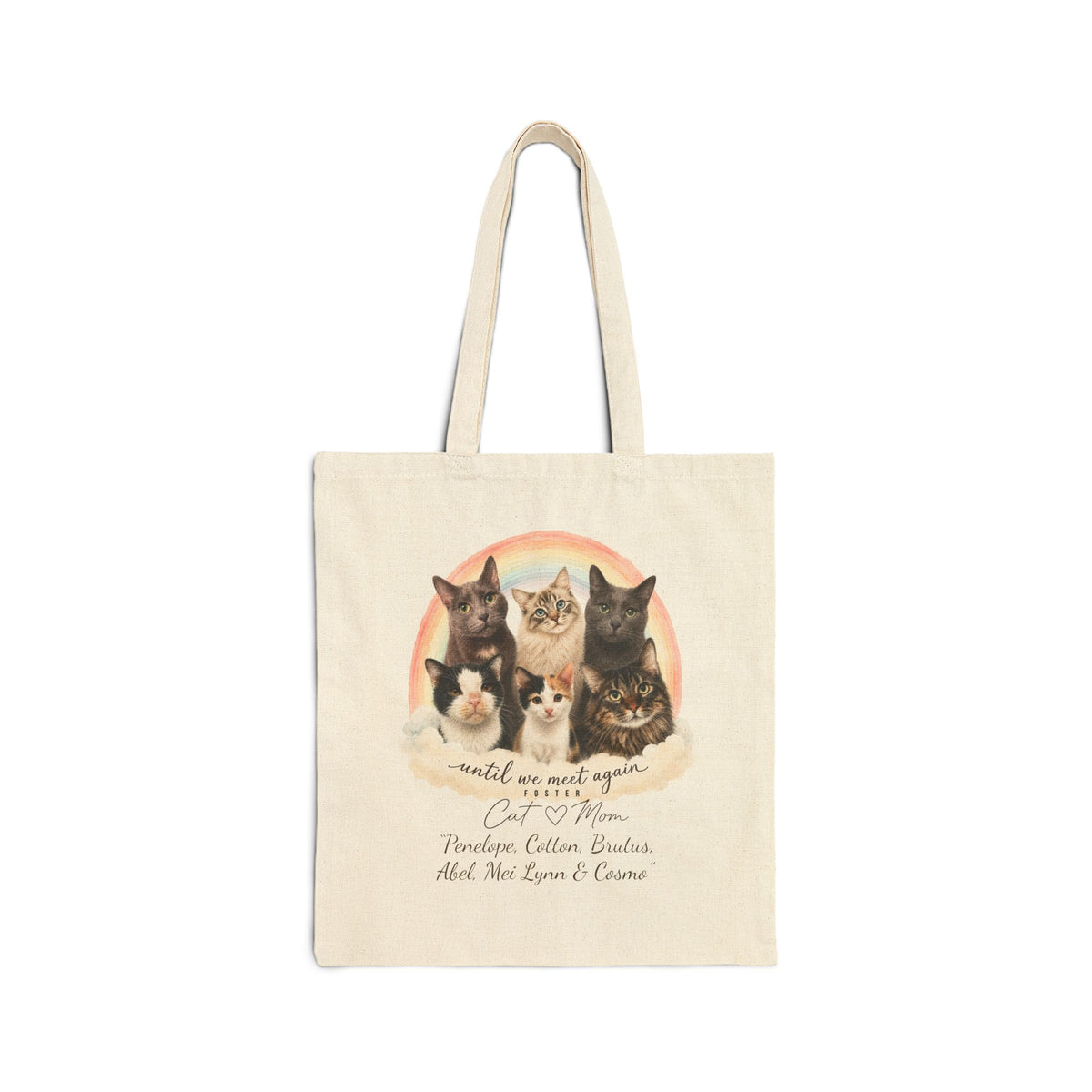 Personalized FOSTER Cat Mom Canvas Tote Bag