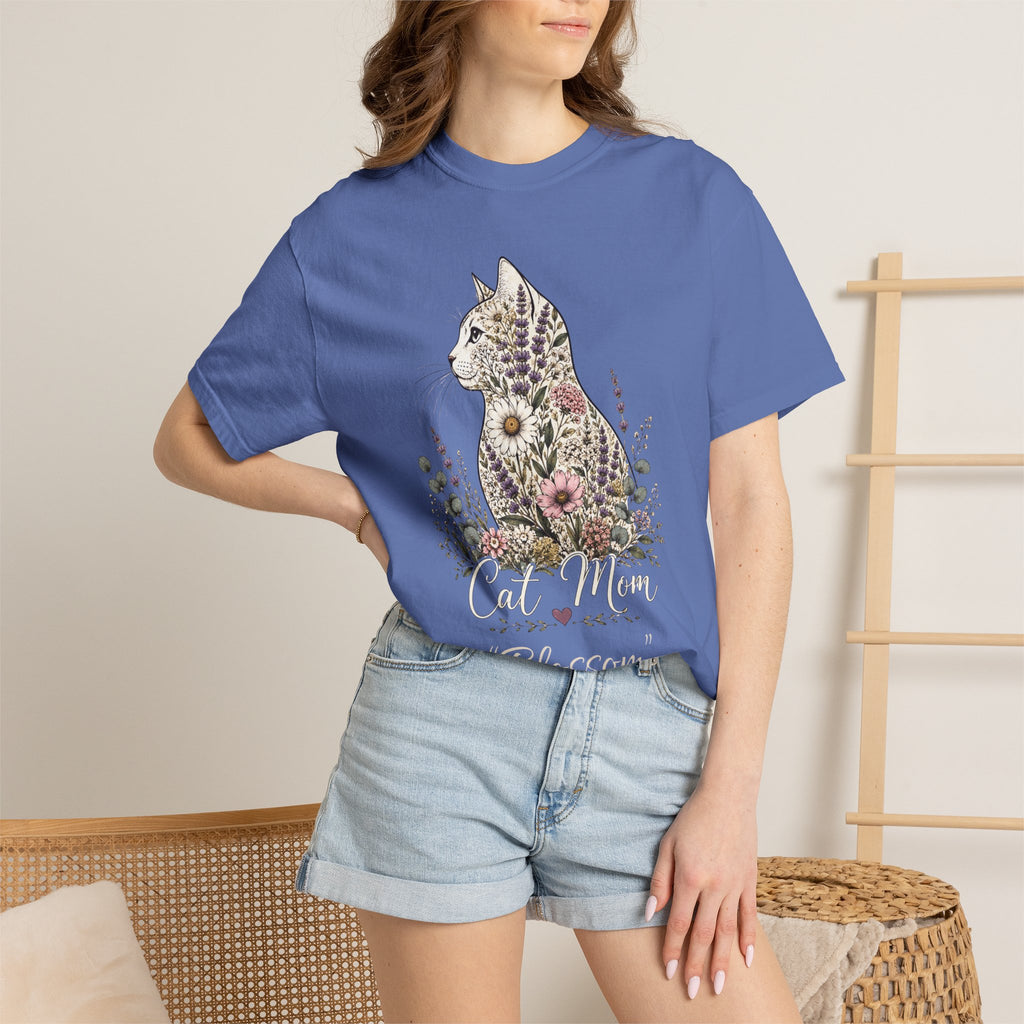 Personalized Floral Cat Mom Comfort Colors® T-Shirt