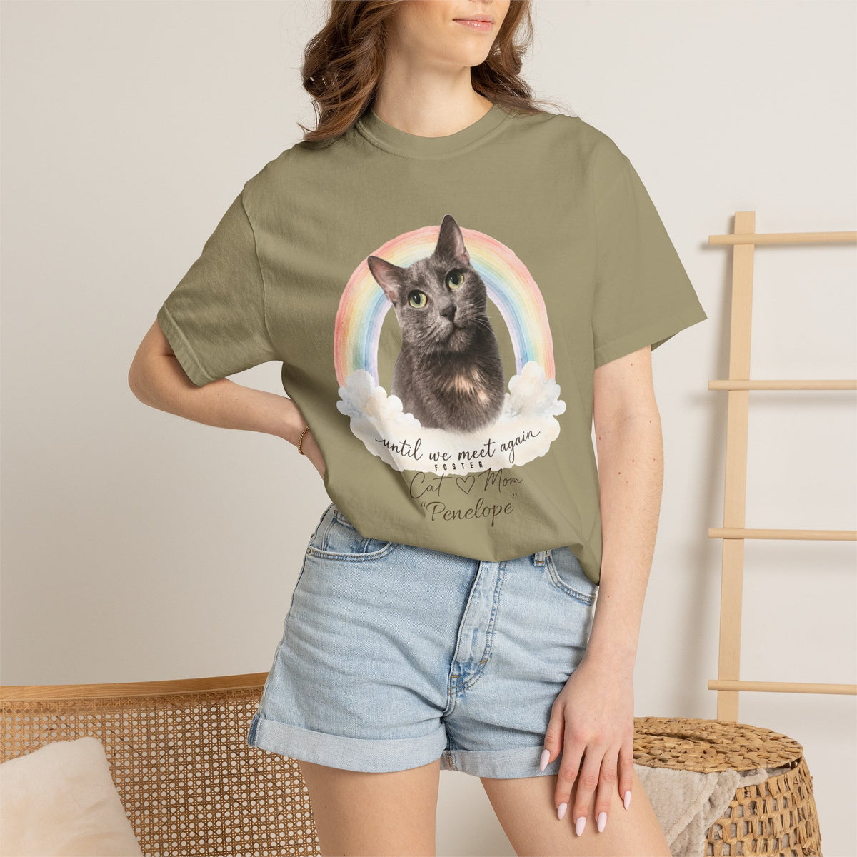 Personalized Rainbow Memorial Foster Cat Mom Comfort Colors® T-Shirt