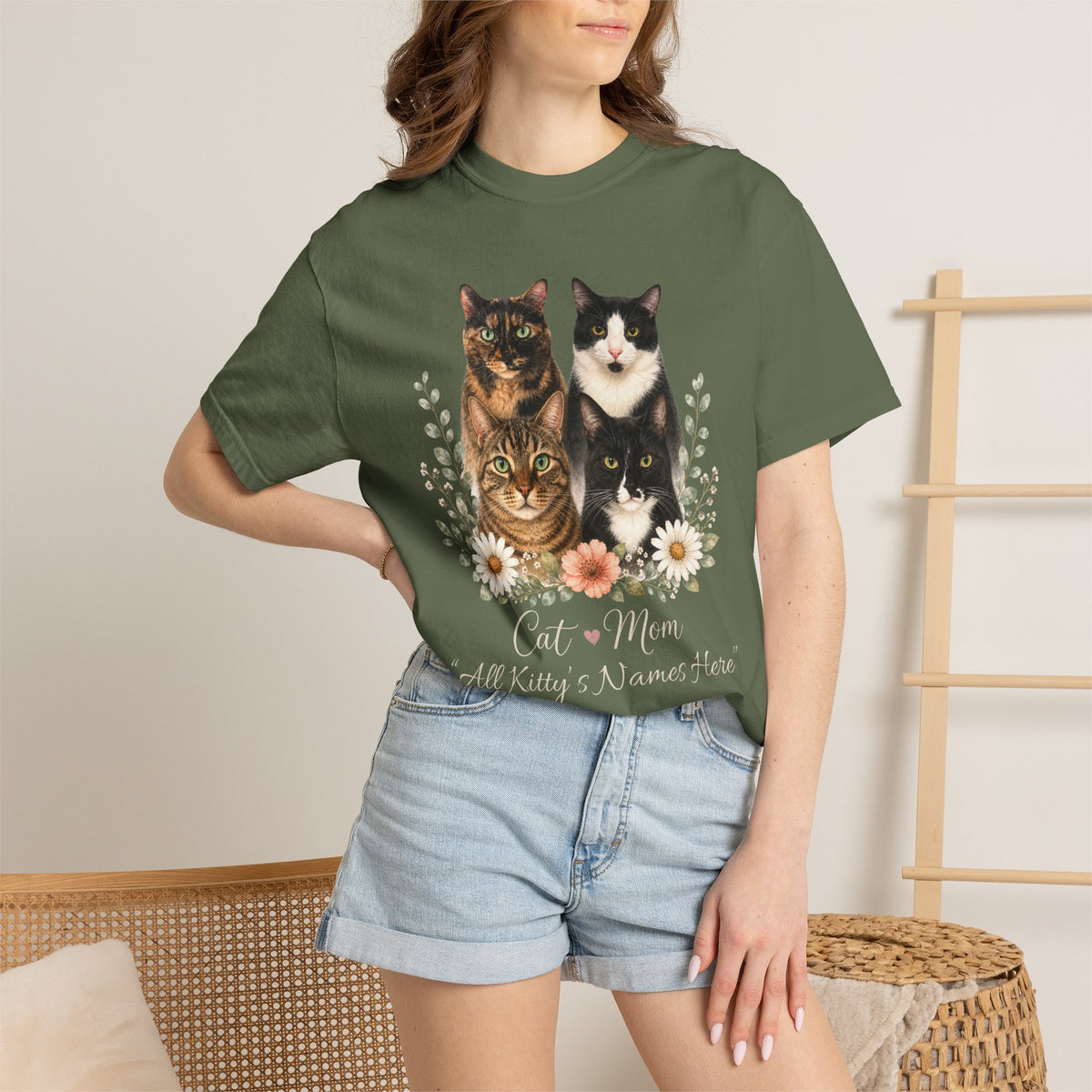 Personalized Multi-Cat Mom Comfort Colors® T-Shirt