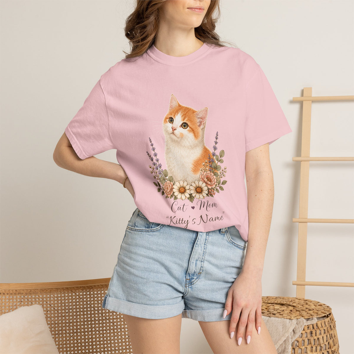 Personalized Orange and White Cat Comfort Colors® T-Shirt