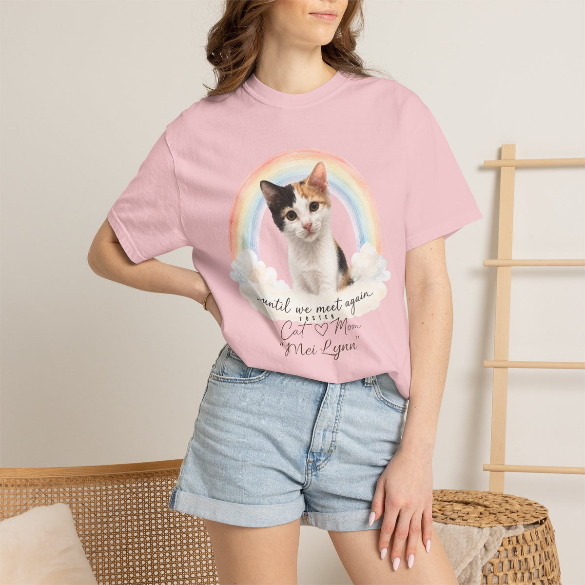 Personalized Rainbow Memorial Foster Cat Mom Comfort Colors® T-Shirt