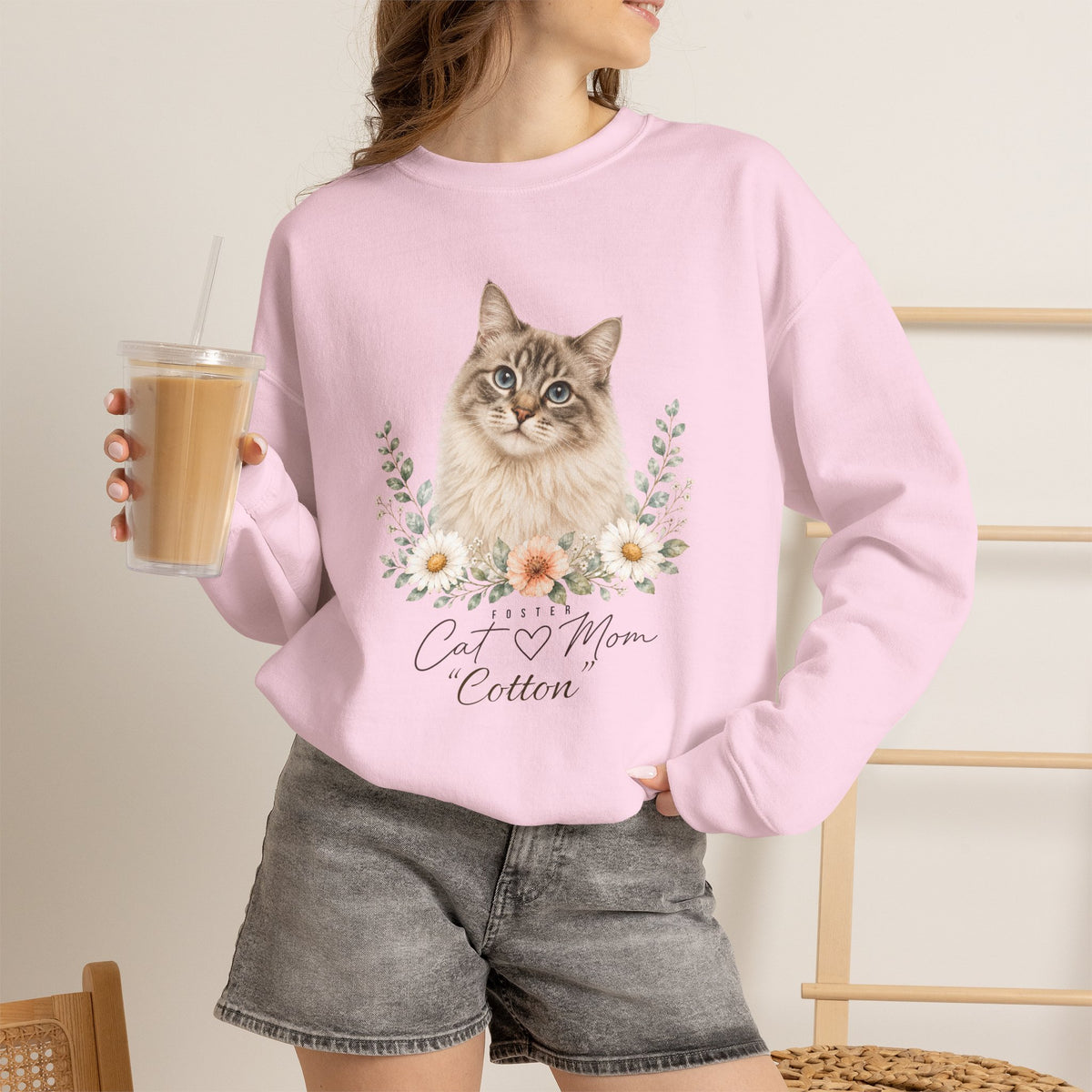 Personalized Foster Cat Mom Gildan® Sweatshirt