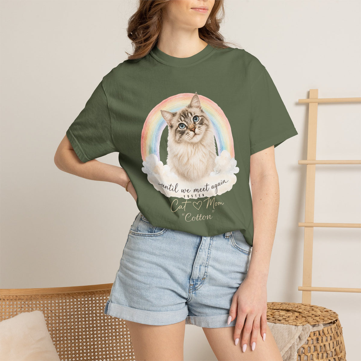 Personalized Rainbow Memorial Foster Cat Mom Comfort Colors® T-Shirt