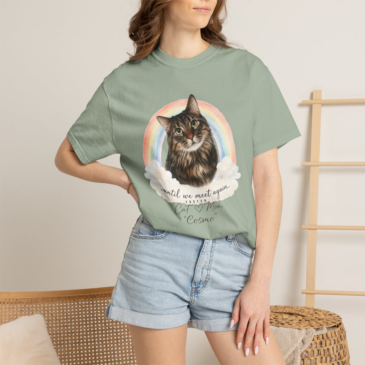 Personalized Rainbow Memorial Foster Cat Mom Comfort Colors® T-Shirt