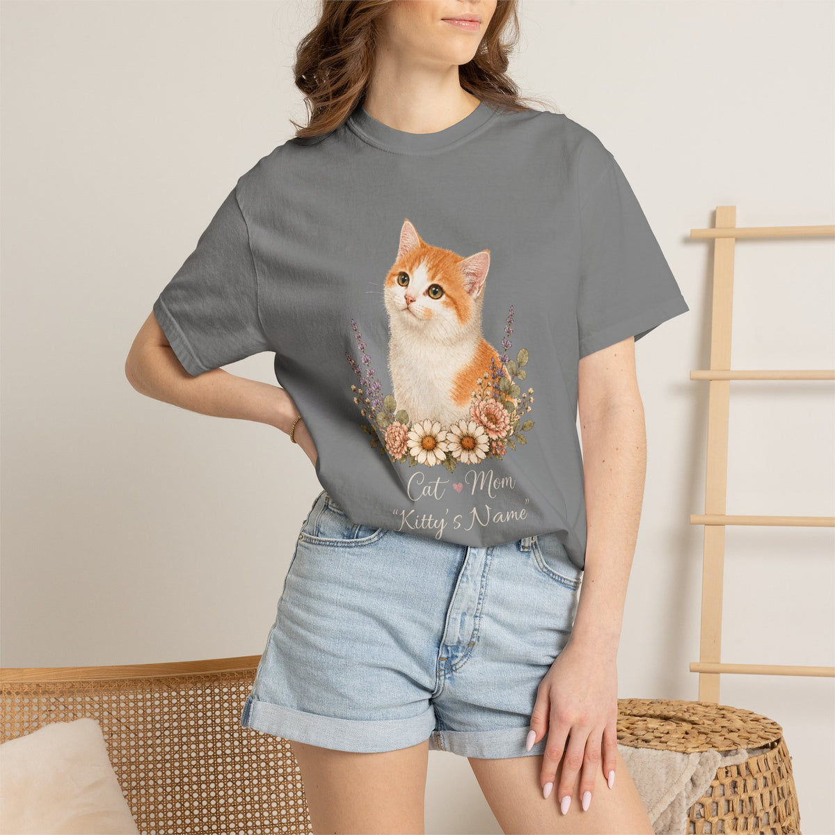 Personalized Orange and White Cat Comfort Colors® T-Shirt