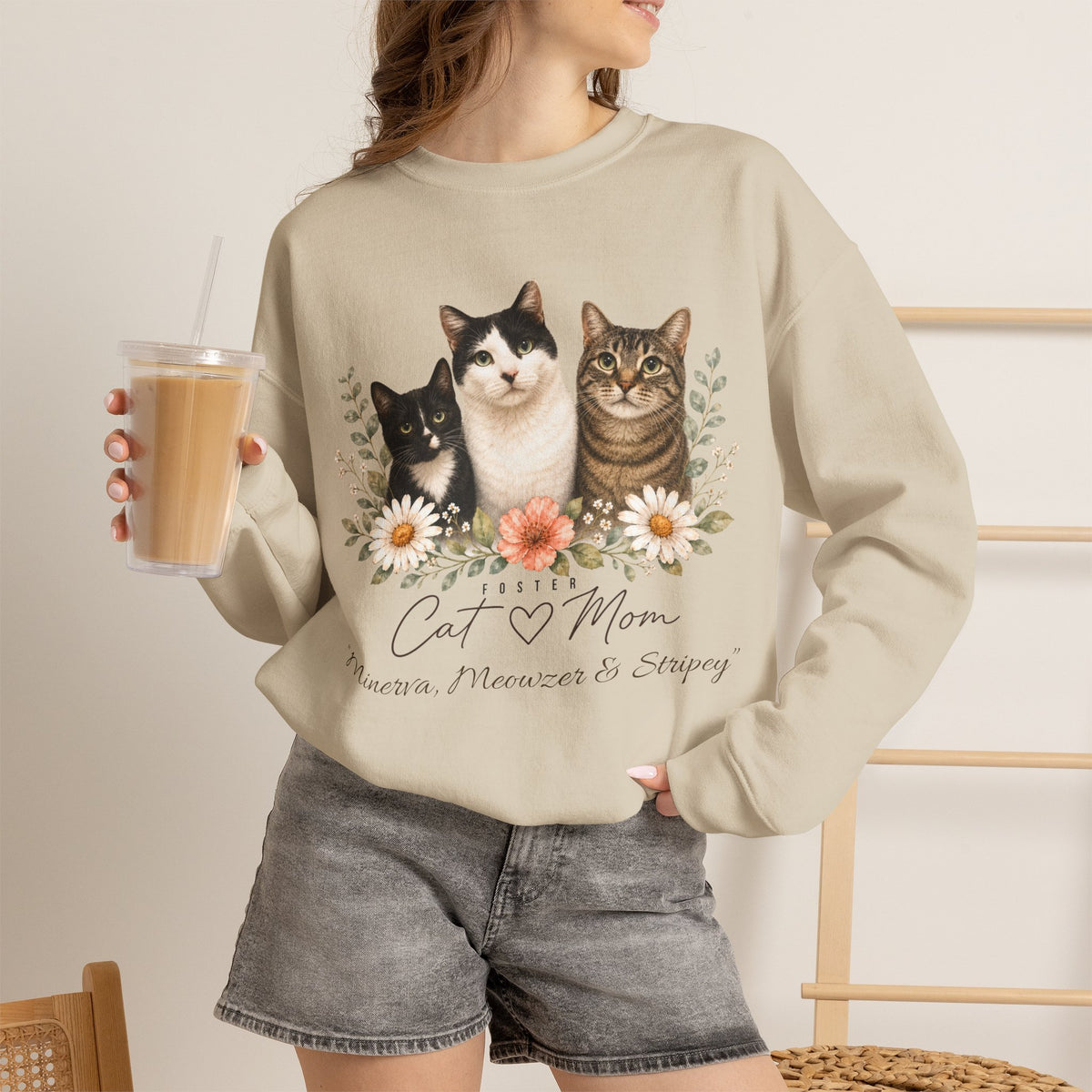 Personalized Foster Cat Mom Gildan® Sweatshirt