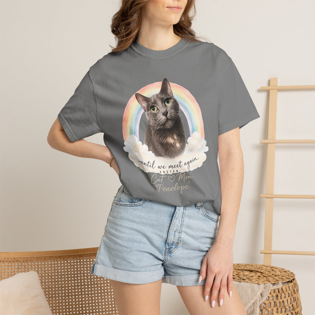 Personalized Rainbow Memorial Foster Cat Mom Comfort Colors® T-Shirt