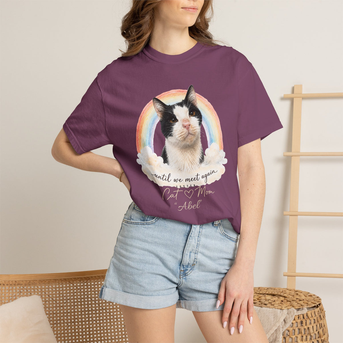 Personalized Rainbow Memorial Foster Cat Mom Comfort Colors® T-Shirt