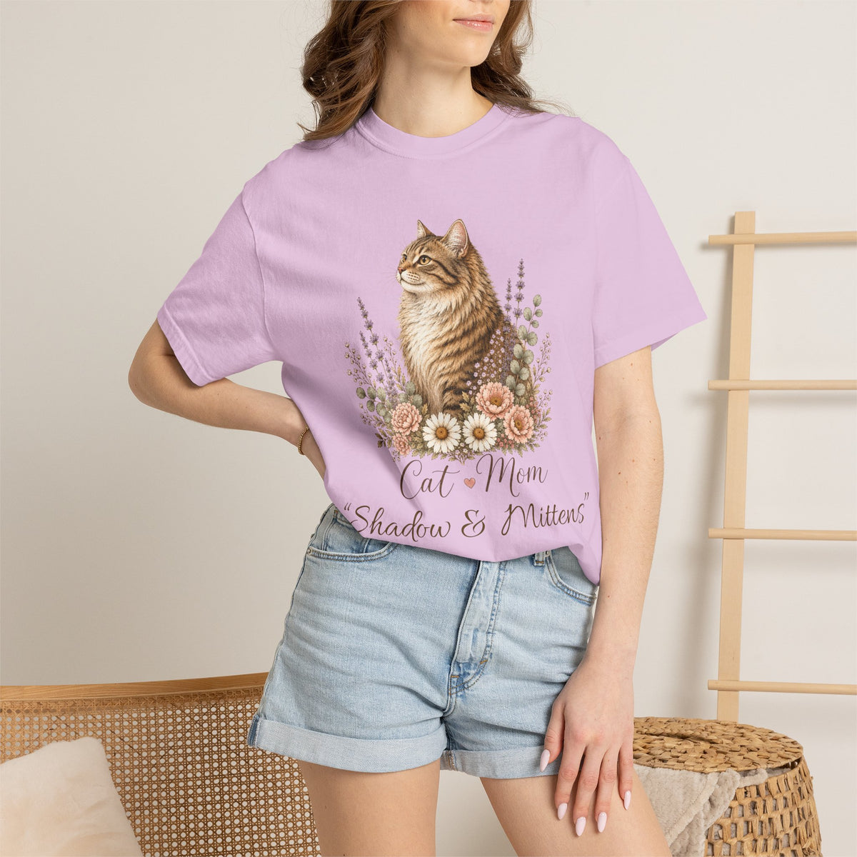 Personalized Brown Tabby Cat Mom Comfort Colors® T-Shirt