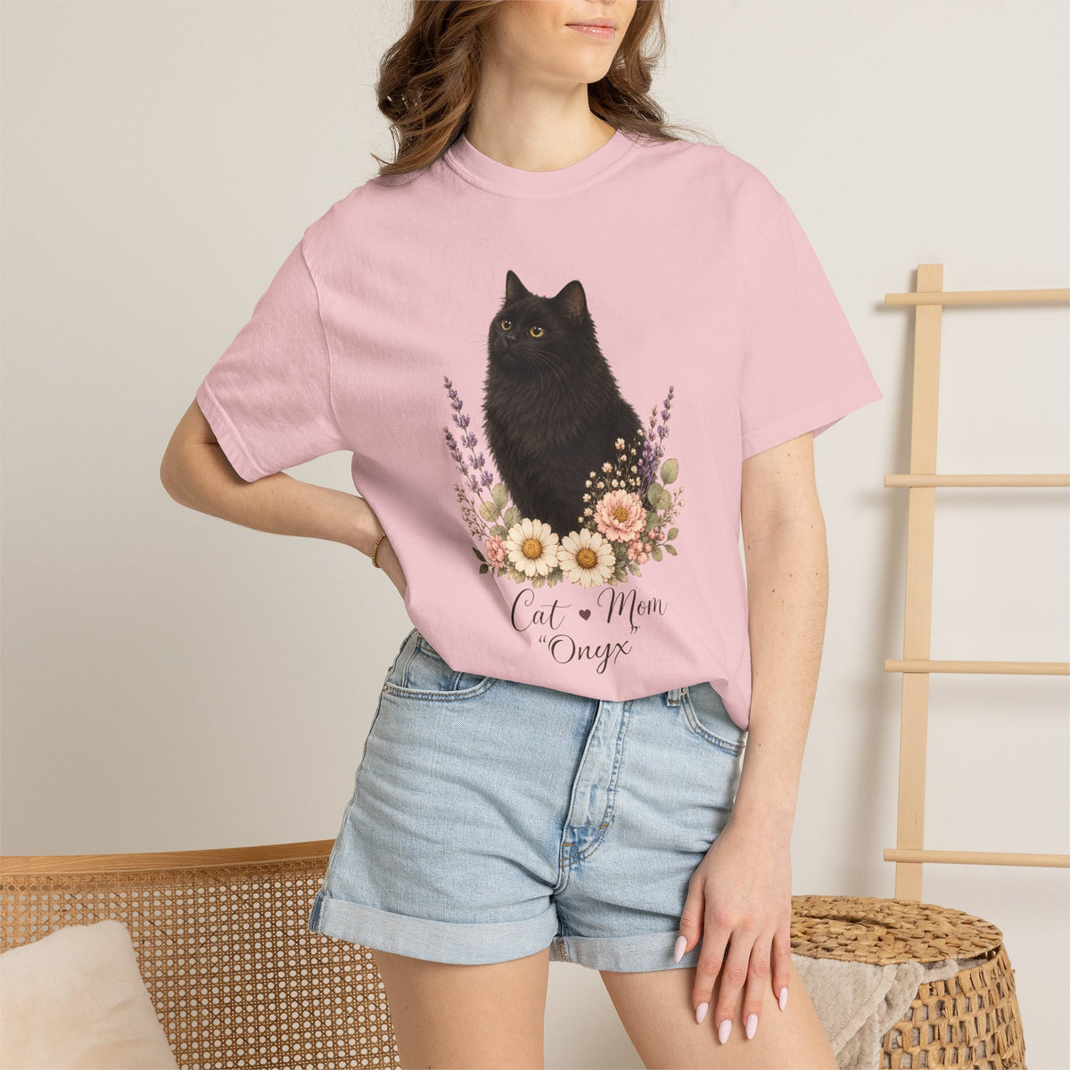 Personalized Black Cat Mom Comfort Colors® T-Shirt