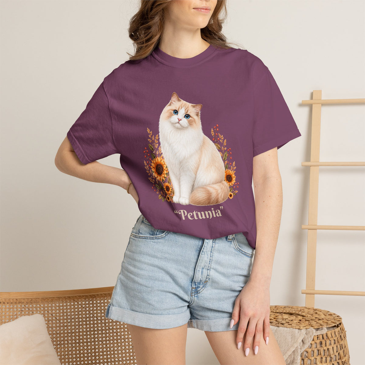 Personalized Ragdoll Cat Sunflower Comfort Colors® T-Shirt