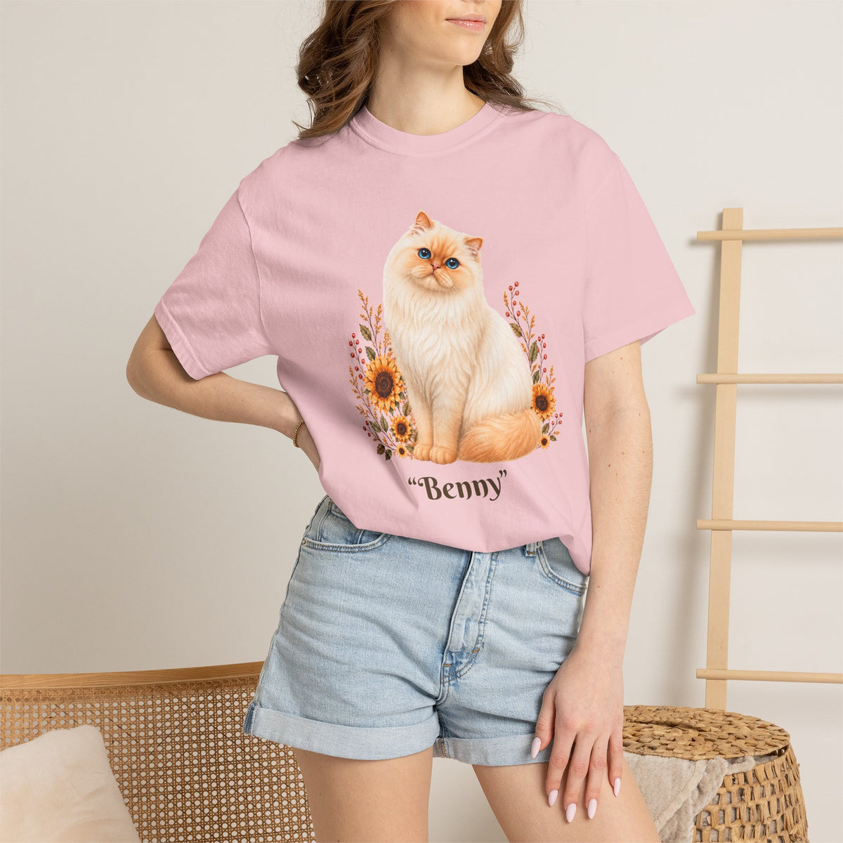 Personalized Flame Point Himalayan Cat Sunflower Comfort Colors® T-Shirt
