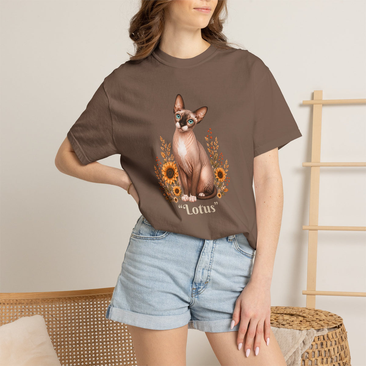 Personalized Sphinx Cat Sunflower Comfort Colors® T-Shirt