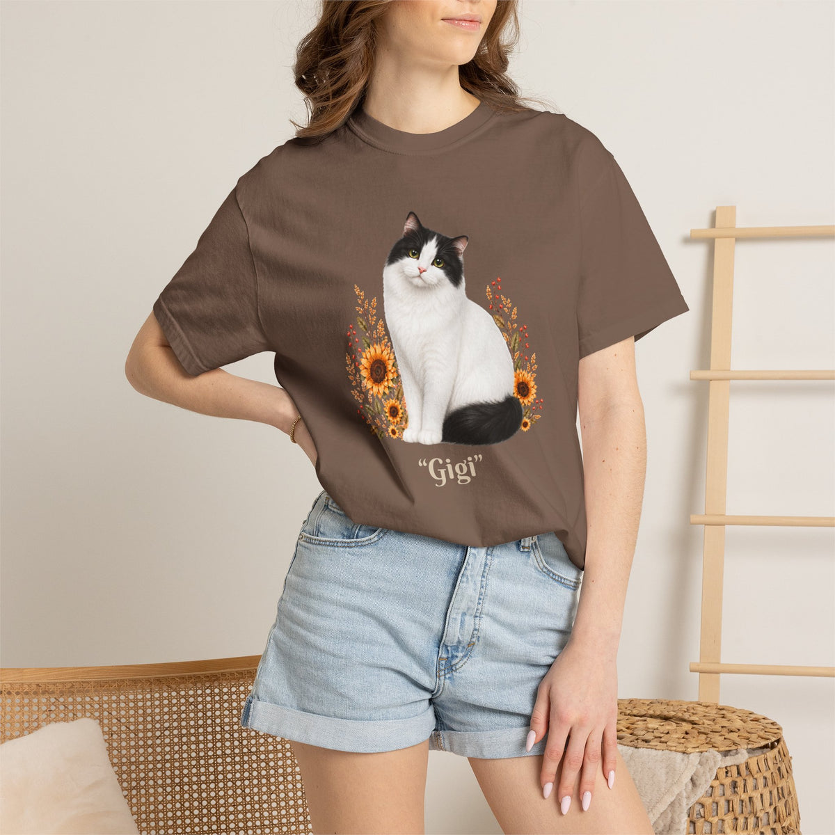 Personalized Turkish Van Cat Sunflower Comfort Colors® T-Shirt