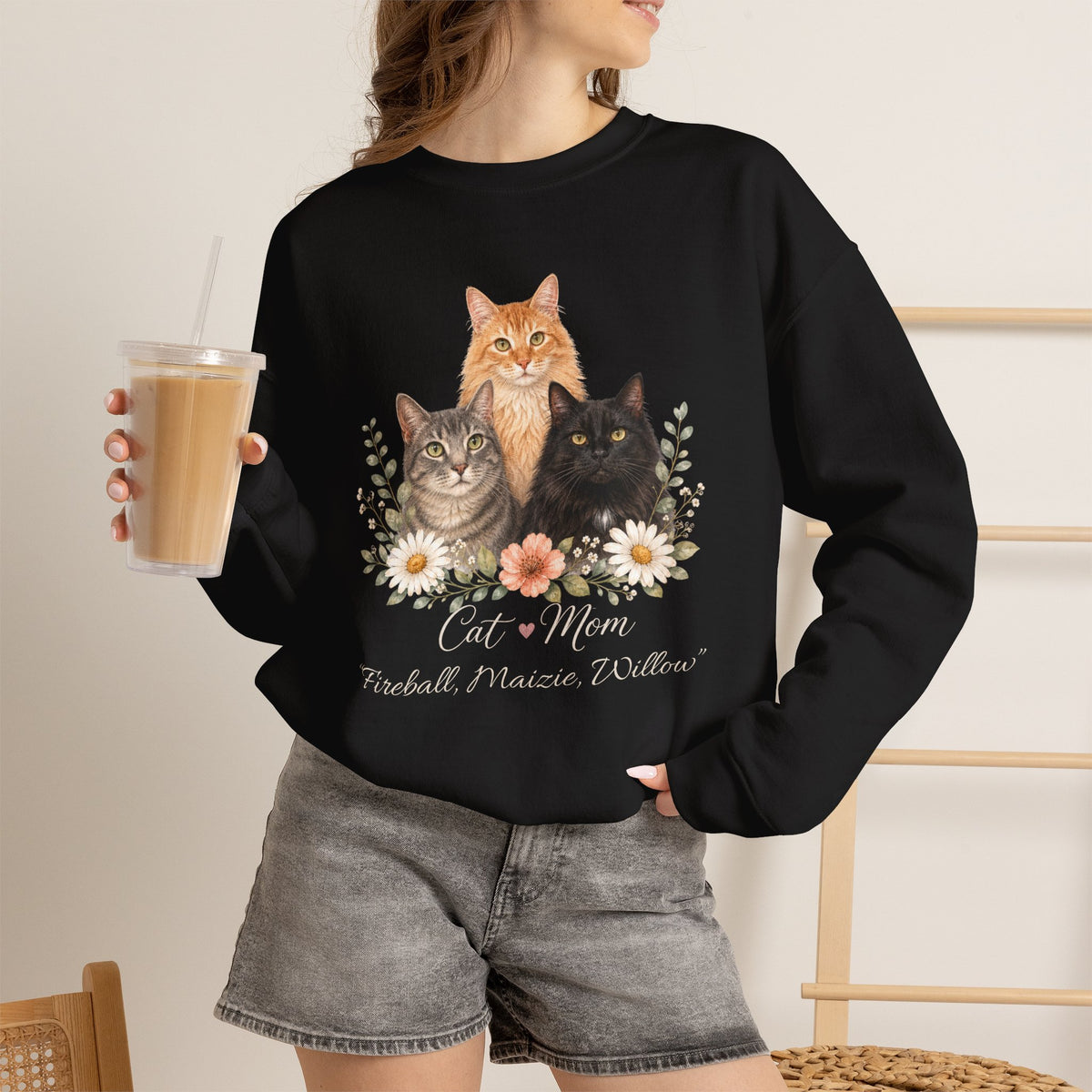 Personalized Multi-Cat Mom Gildan® Sweatshirt