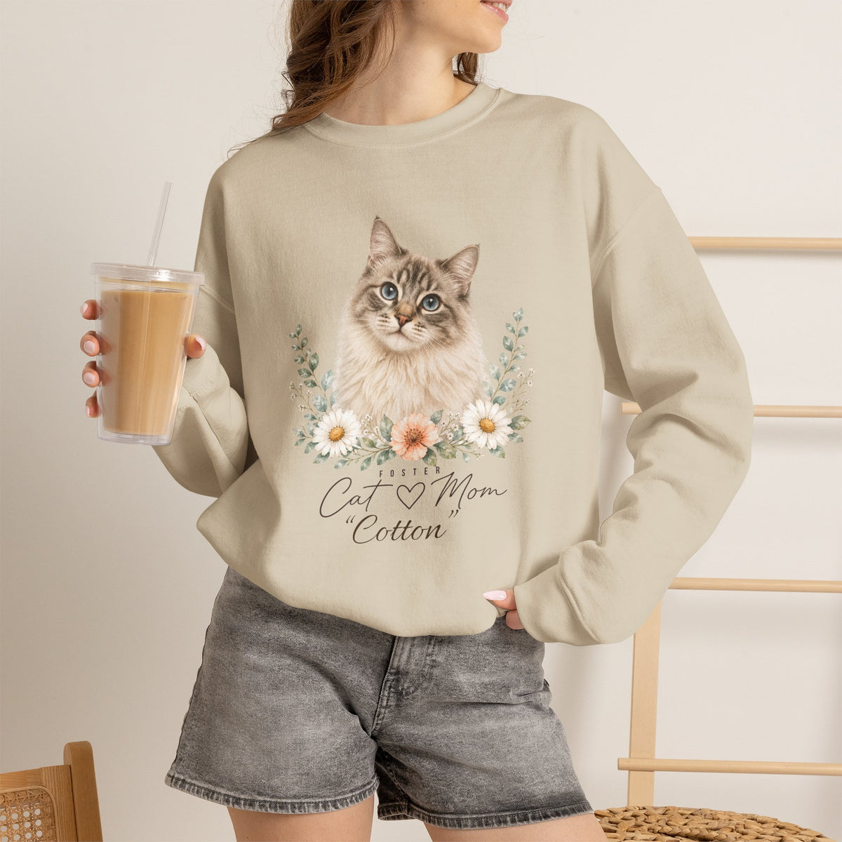 Personalized Foster Cat Mom Gildan® Sweatshirt