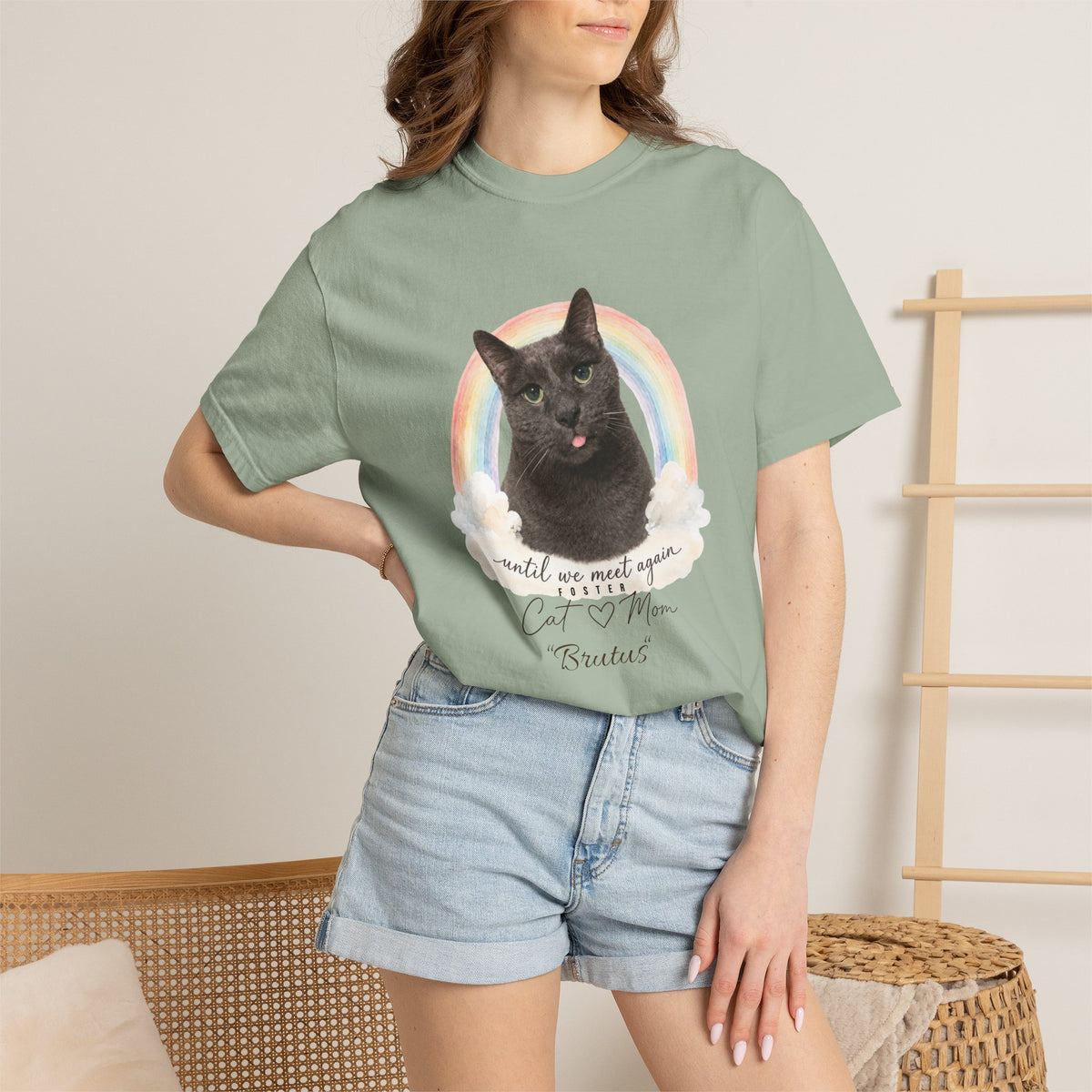Personalized Rainbow Memorial Foster Cat Mom Comfort Colors® T-Shirt