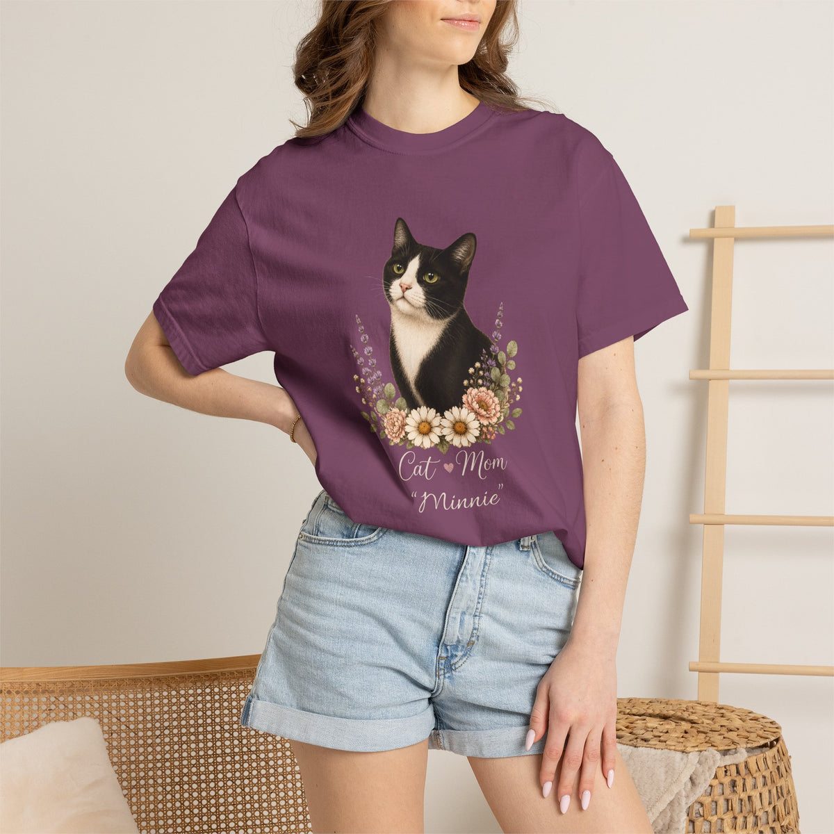 Personalized Tuxedo Cat Mom Comfort Colors® T-Shirt