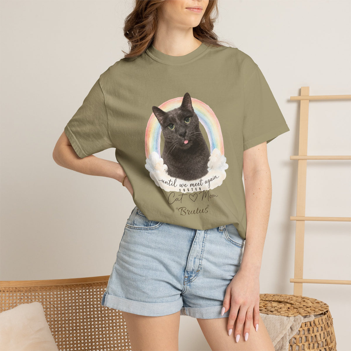 Personalized Rainbow Memorial Foster Cat Mom Comfort Colors® T-Shirt