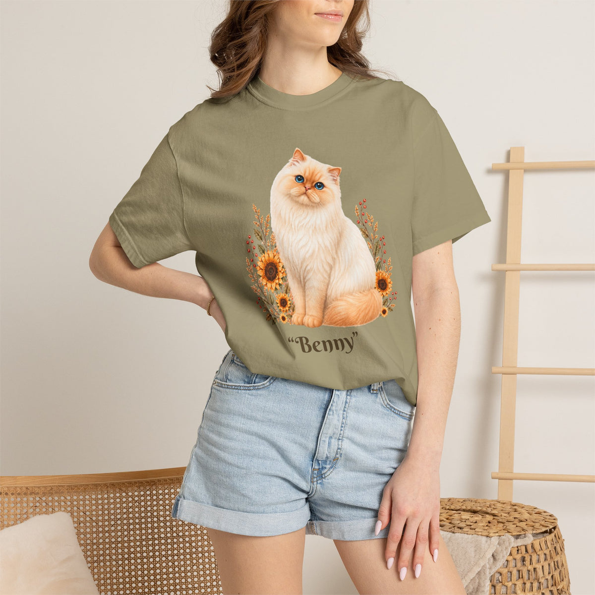 Personalized Flame Point Himalayan Cat Sunflower Comfort Colors® T-Shirt