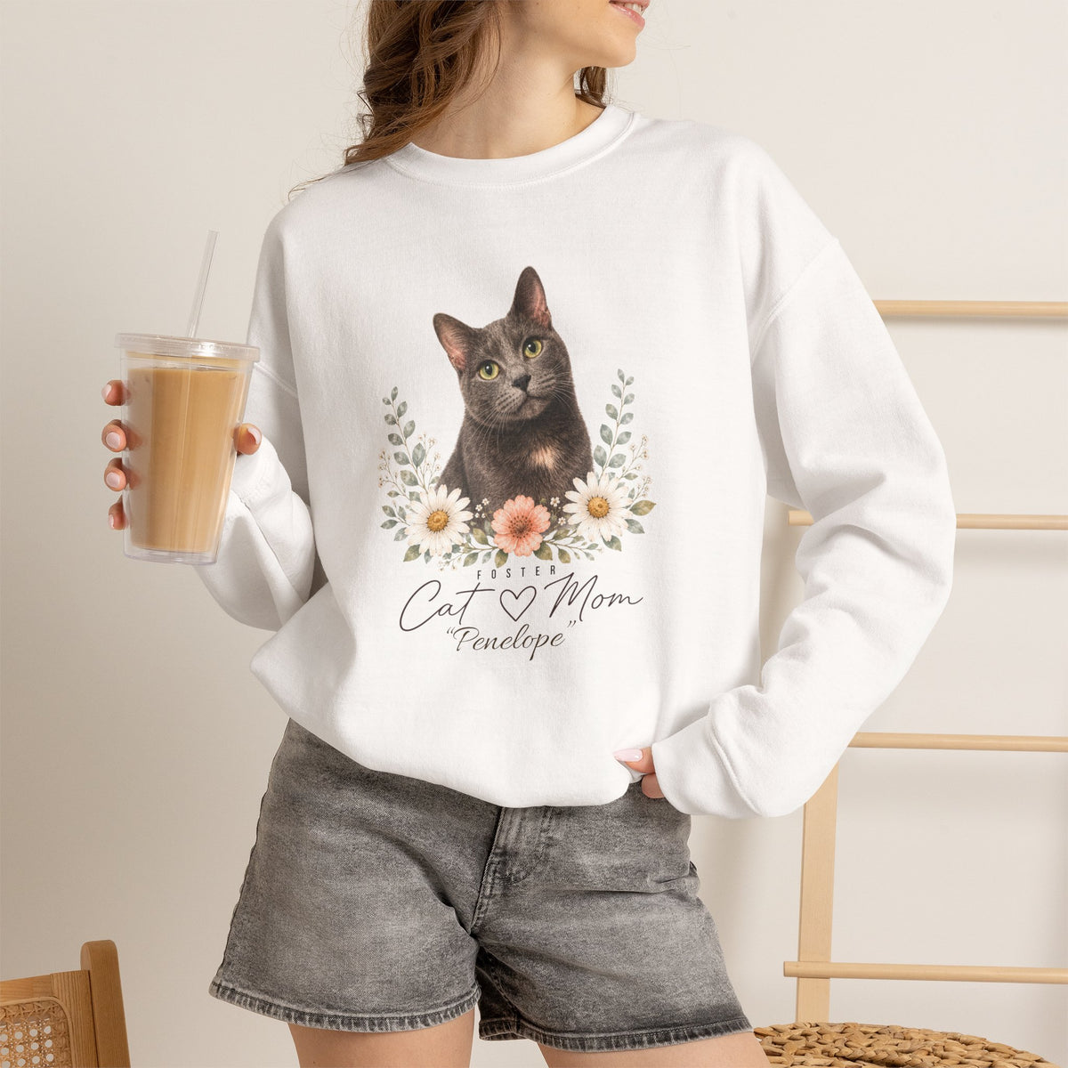 Personalized Foster Cat Mom Gildan® Sweatshirt