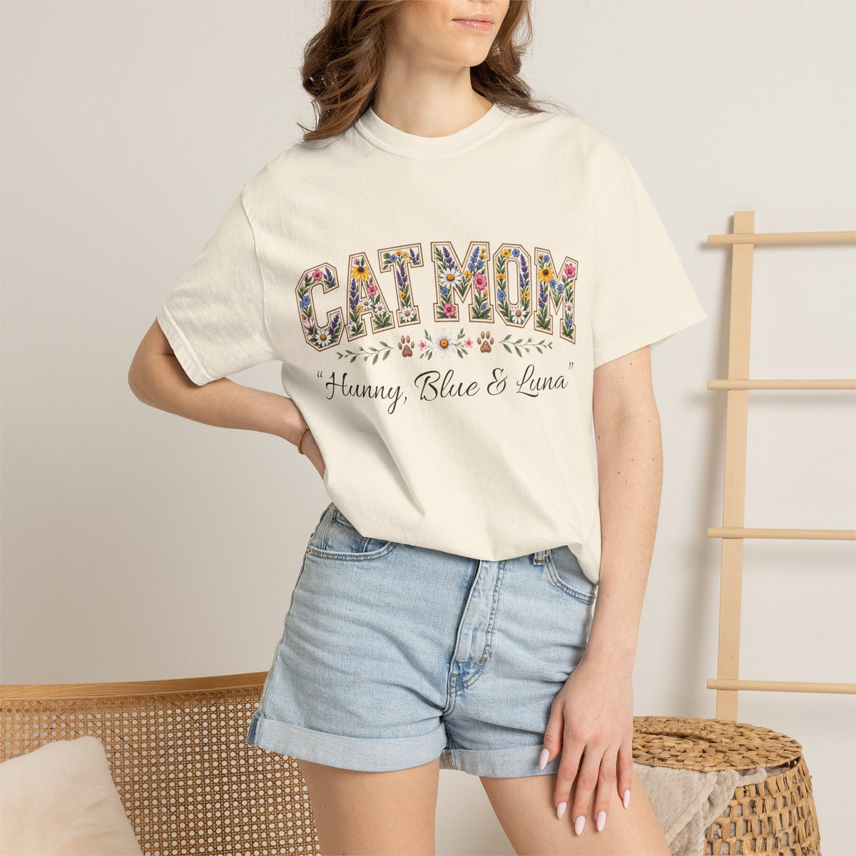 Personalized Collegiate Cat Mom Comfort Colors® T-Shirt