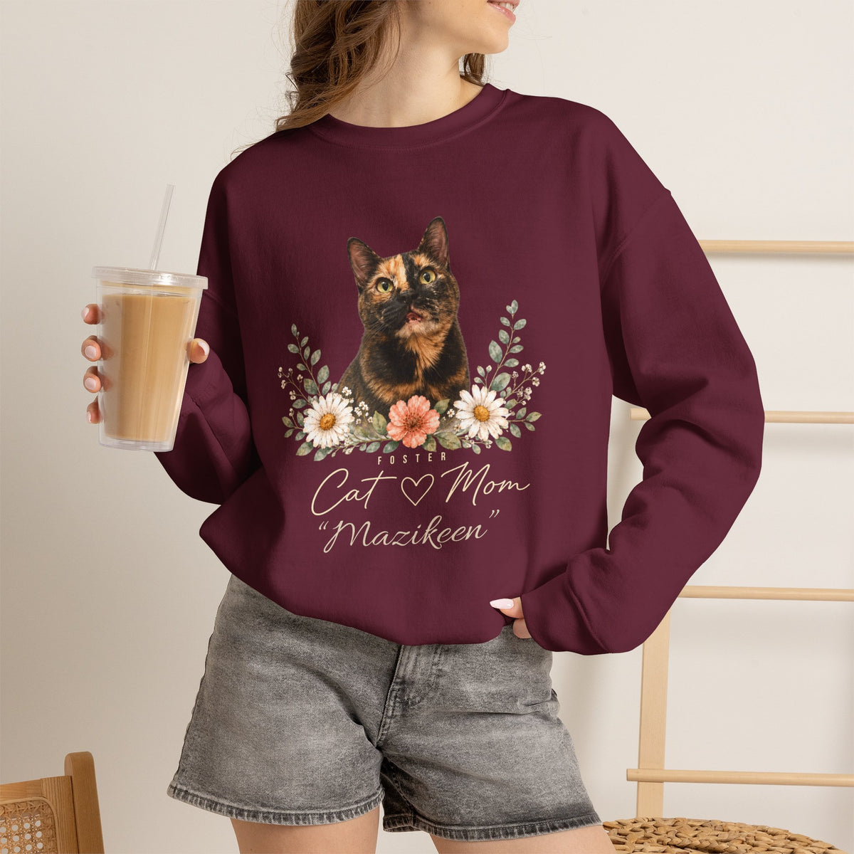 Personalized Foster Cat Mom Gildan® Sweatshirt