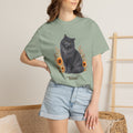 Personalized Blue Gray Longhair Cat Sunflower Comfort Colors® T-Shirt