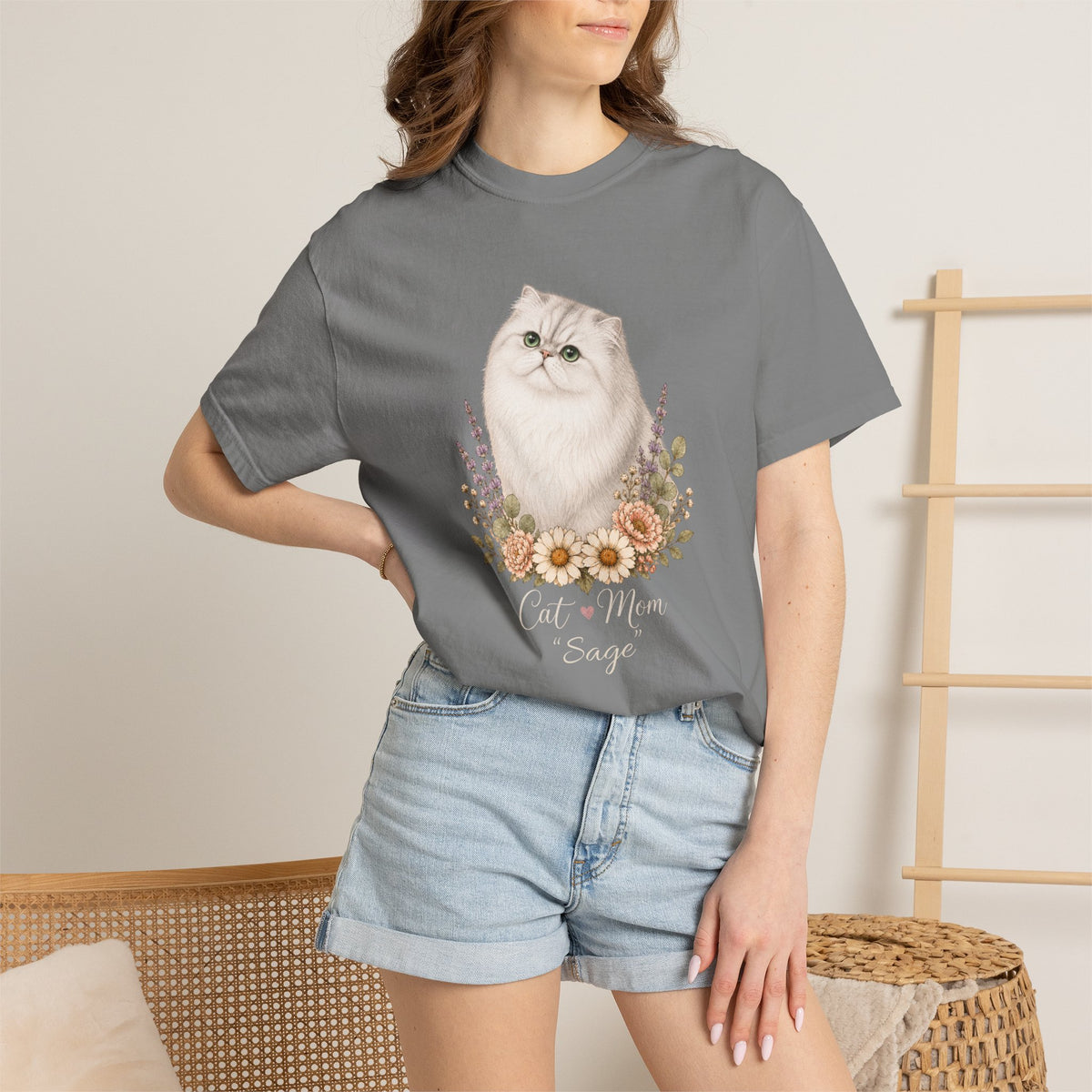 Personalized Silver Persian Cat Mom Comfort Colors® T-Shirt