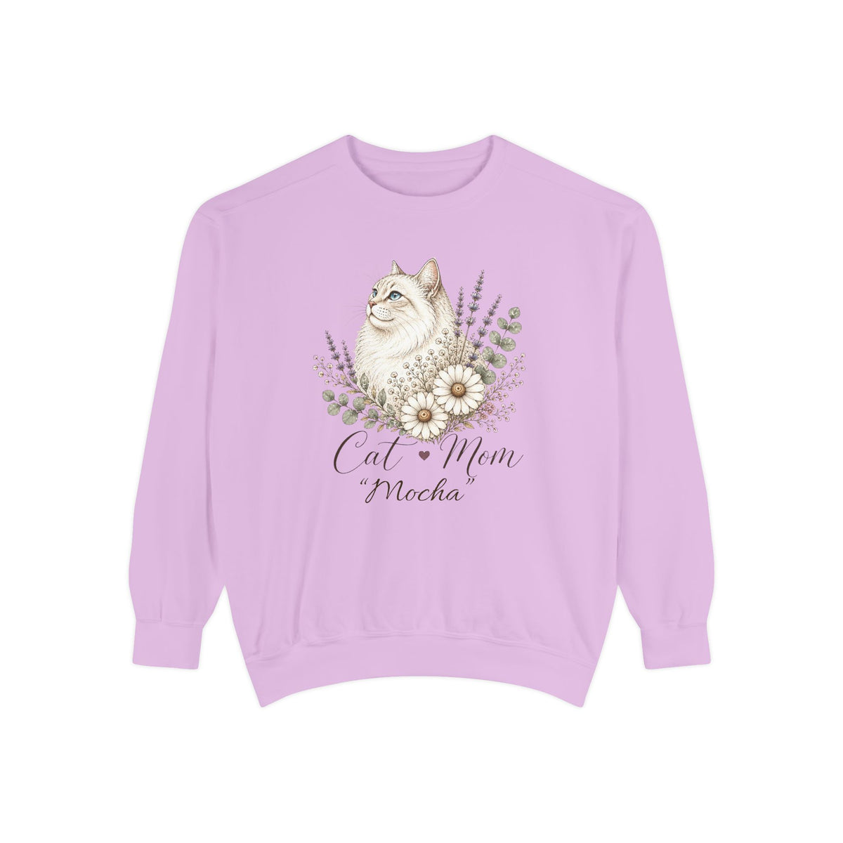 Personalized Cat Mom Comfort Colors® Sweatshirt