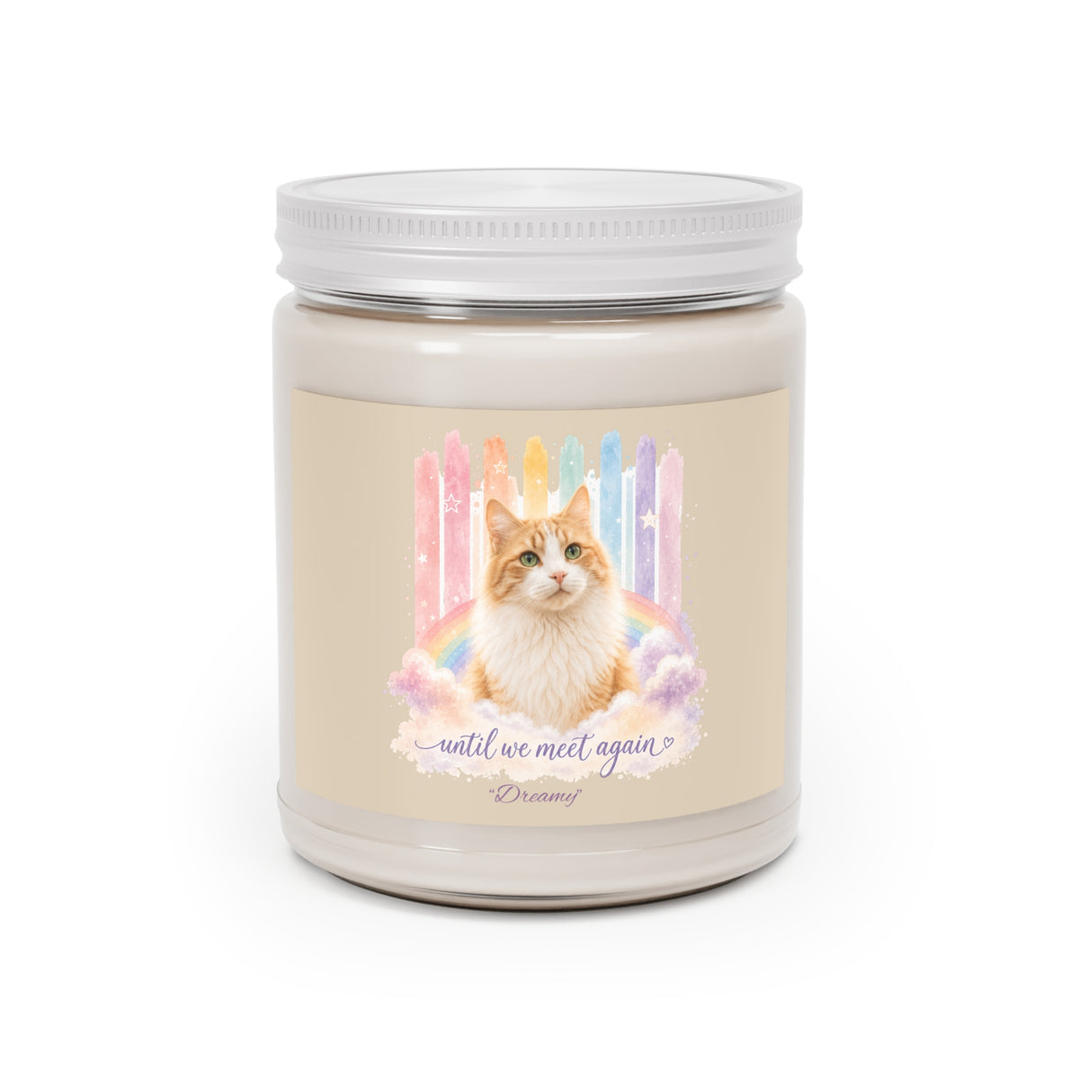 Personalized Rainbow Memorial Cat Scented Soy Candle