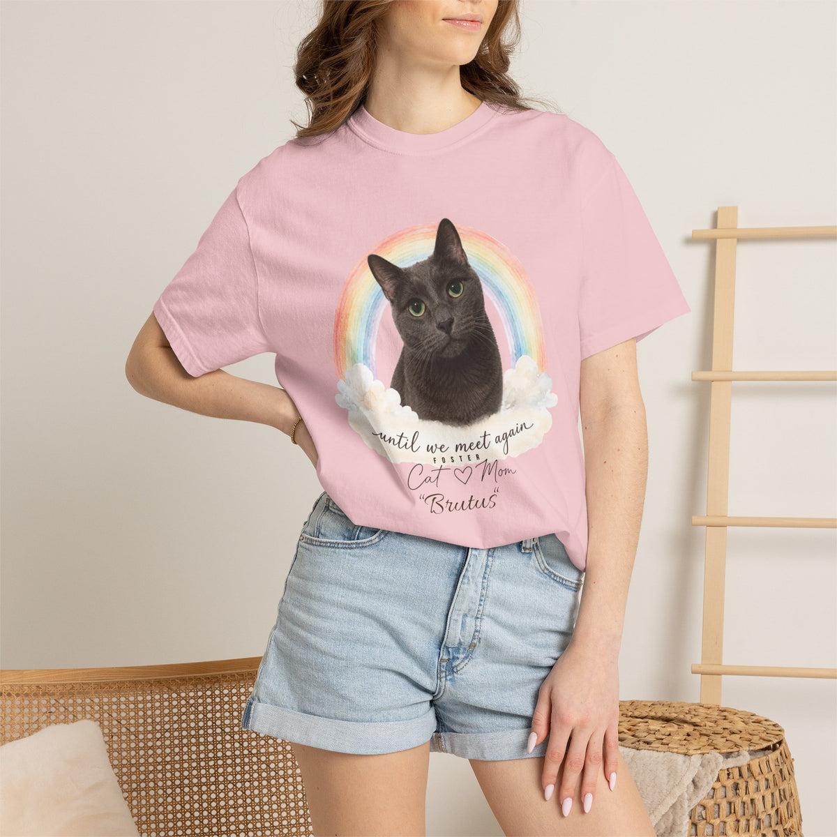 Personalized Rainbow Memorial Foster Cat Mom Comfort Colors® T-Shirt