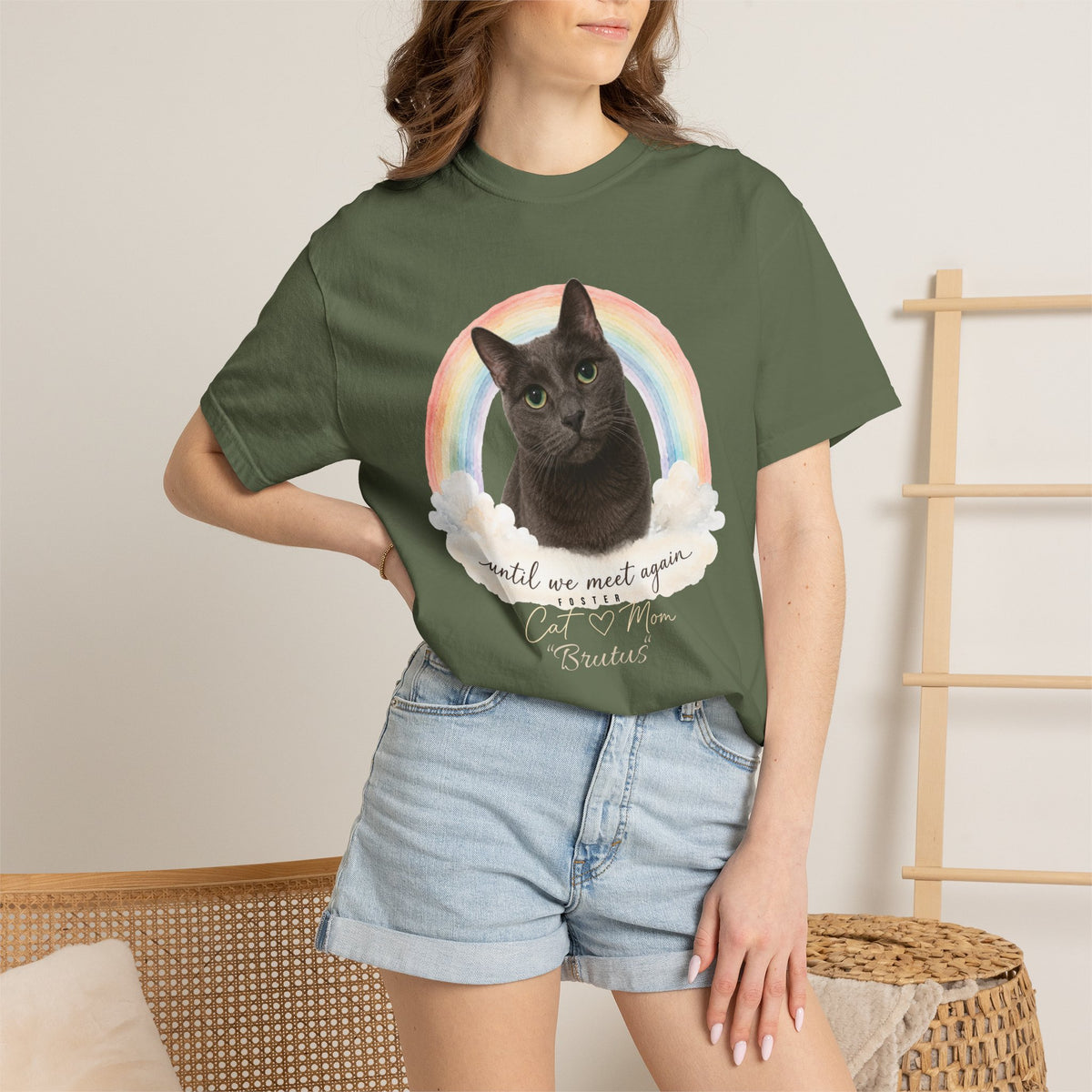 Personalized Rainbow Memorial Foster Cat Mom Comfort Colors® T-Shirt