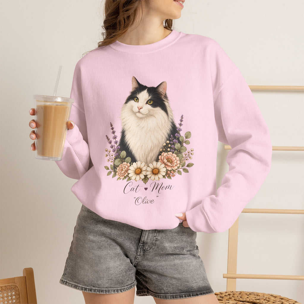 Personalized Cat Botanical Floral Sweatshirt