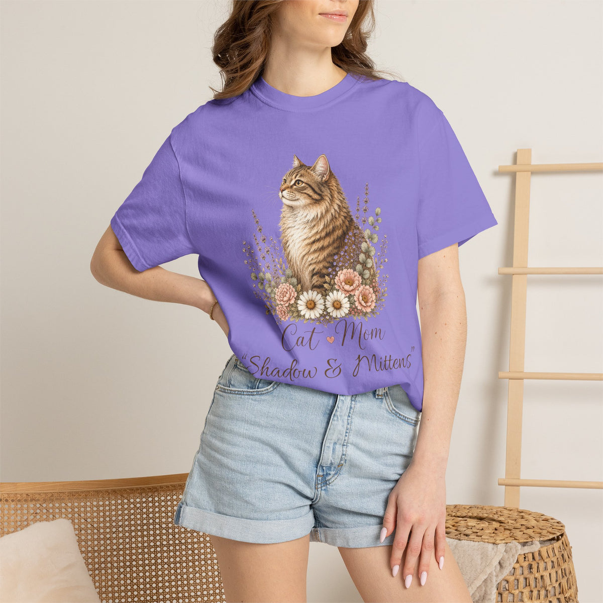Personalized Brown Tabby Cat Mom Comfort Colors® T-Shirt