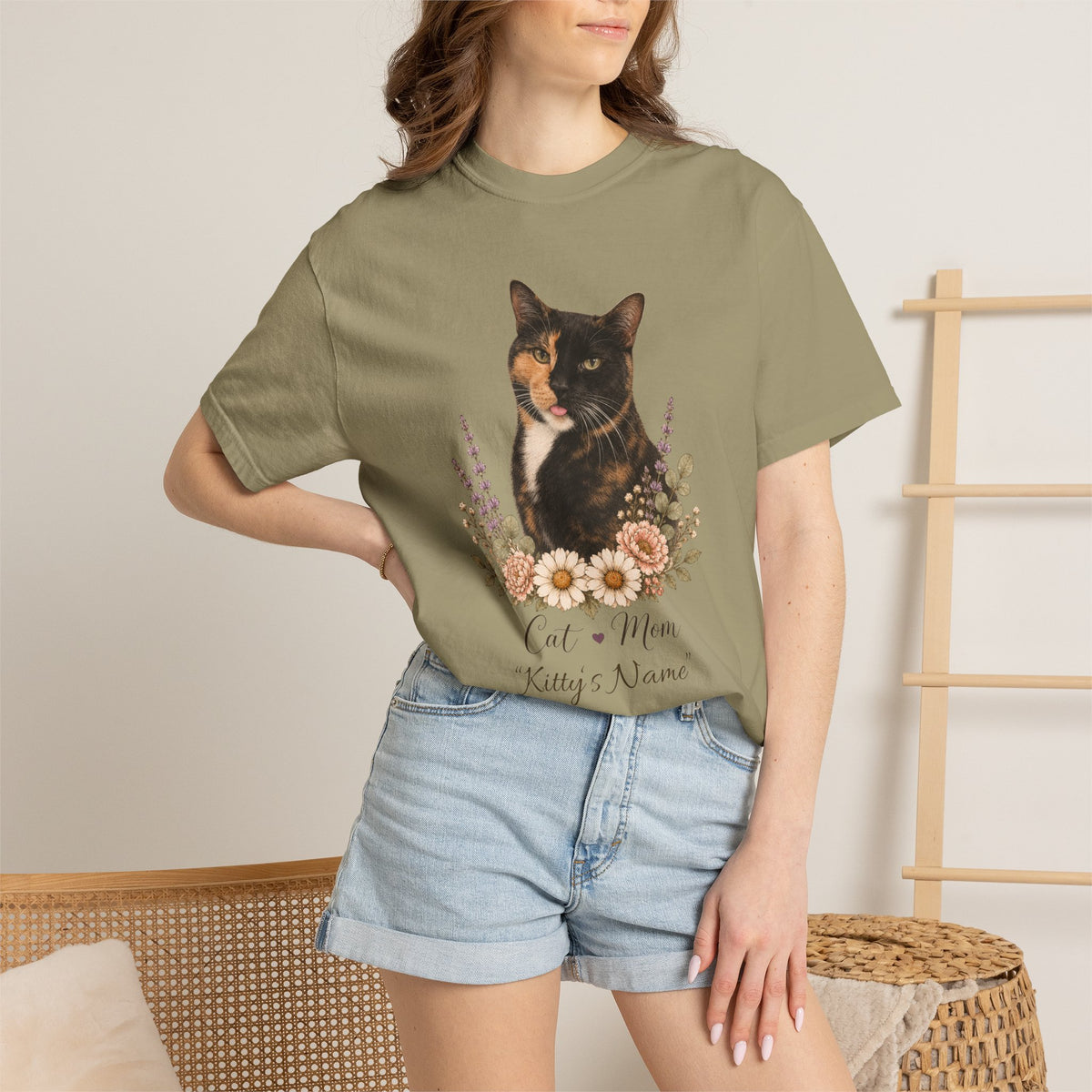 Personalized Tortoiseshell Cat Comfort Colors® T-Shirt