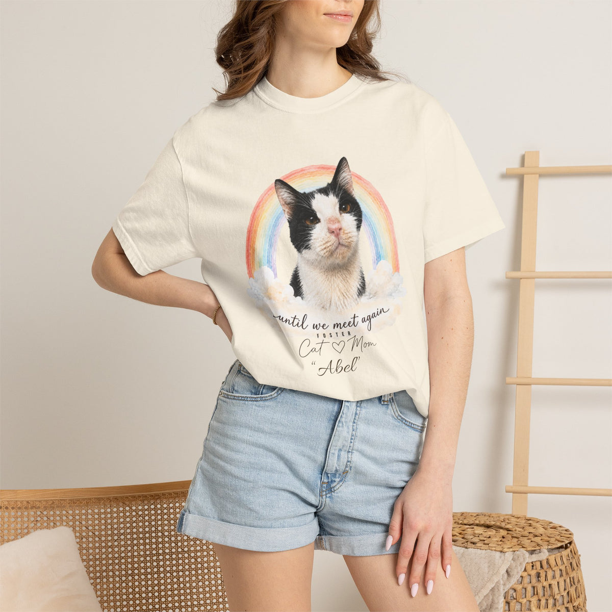 Personalized Rainbow Memorial Foster Cat Mom Comfort Colors® T-Shirt