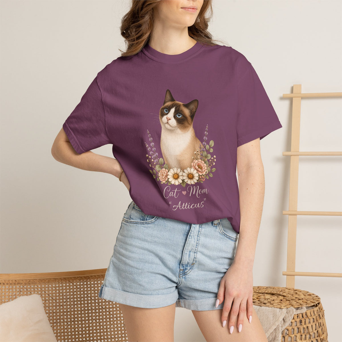 Personalized Snowshoe Cat Mom Comfort Colors® T-Shirt