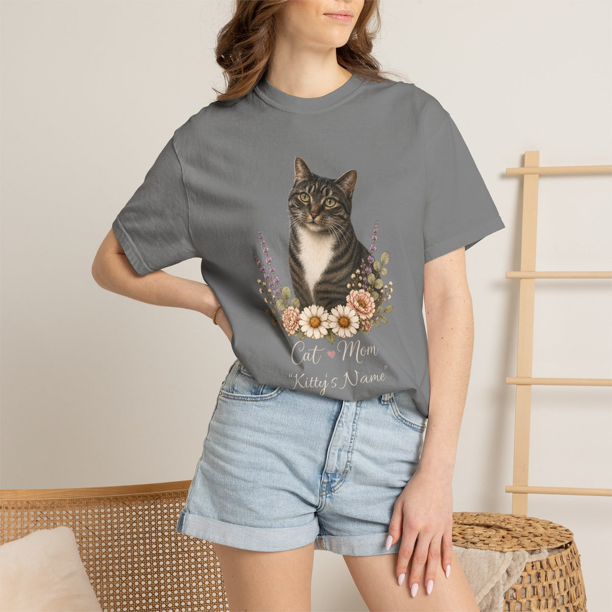 Personalized Brown Tabby Cat Comfort Colors® T-Shirt