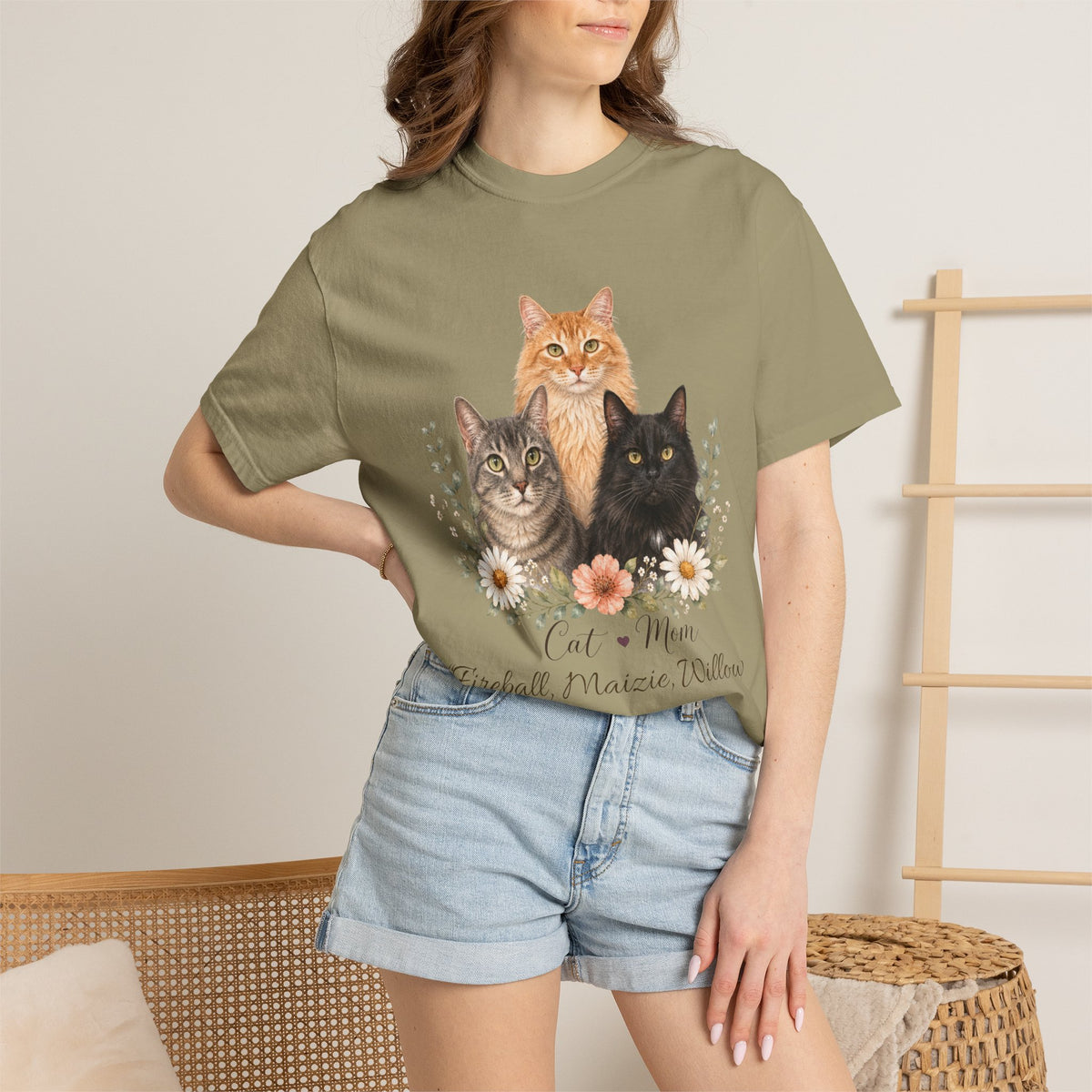 Personalized Multi-Cat Mom Comfort Colors® T-Shirt
