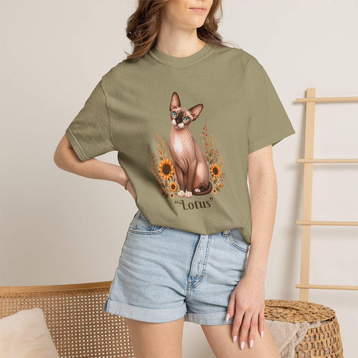 Personalized Sphinx Cat Sunflower Comfort Colors® T-Shirt