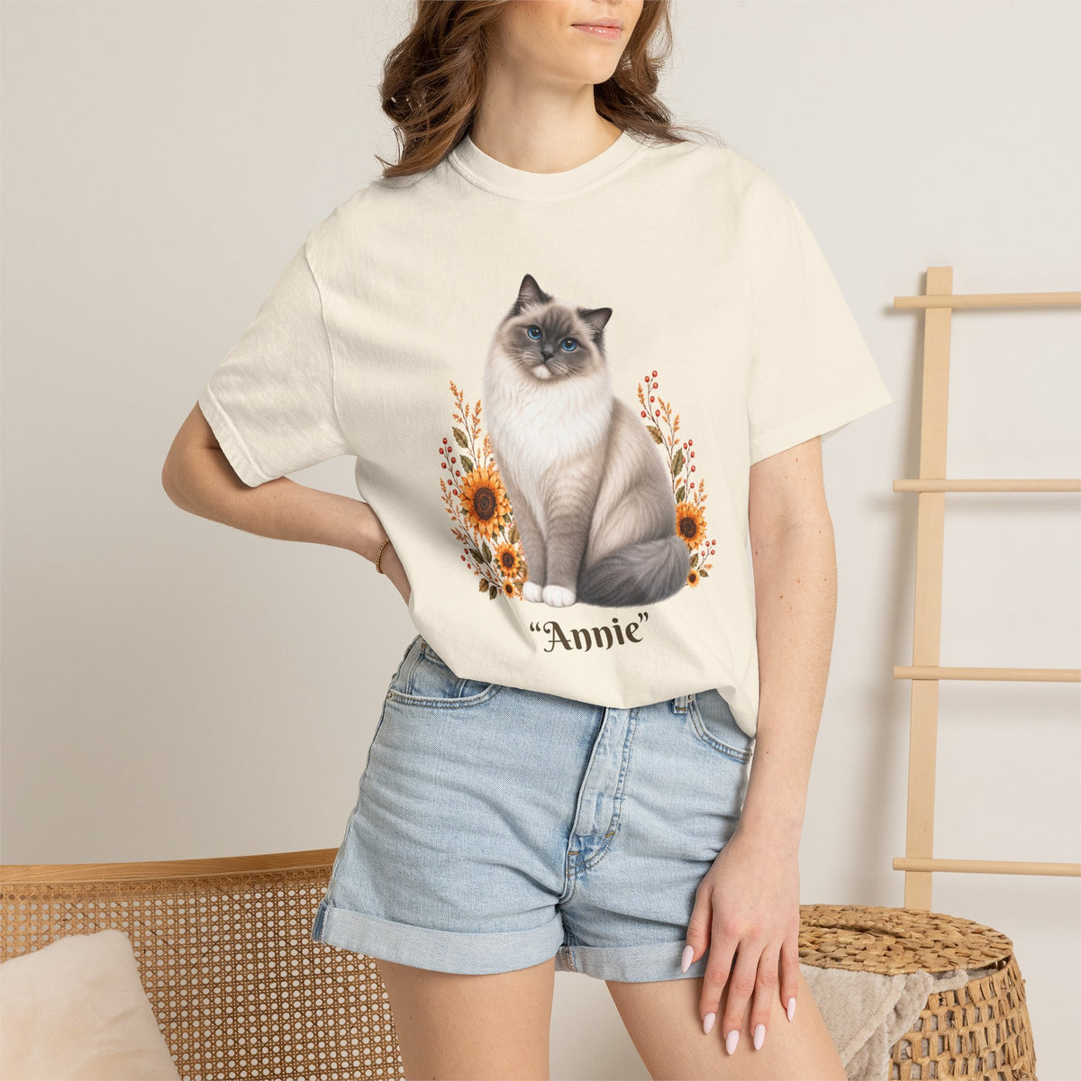 Personalized Ragdoll Cat Sunflower Comfort Colors® T-Shirt