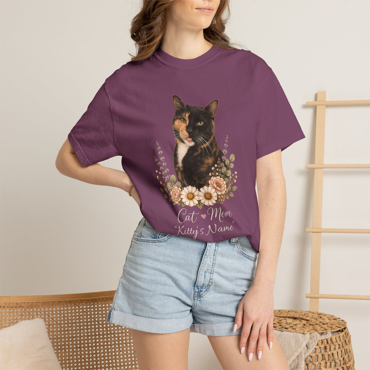 Personalized Tortoiseshell Cat Comfort Colors® T-Shirt