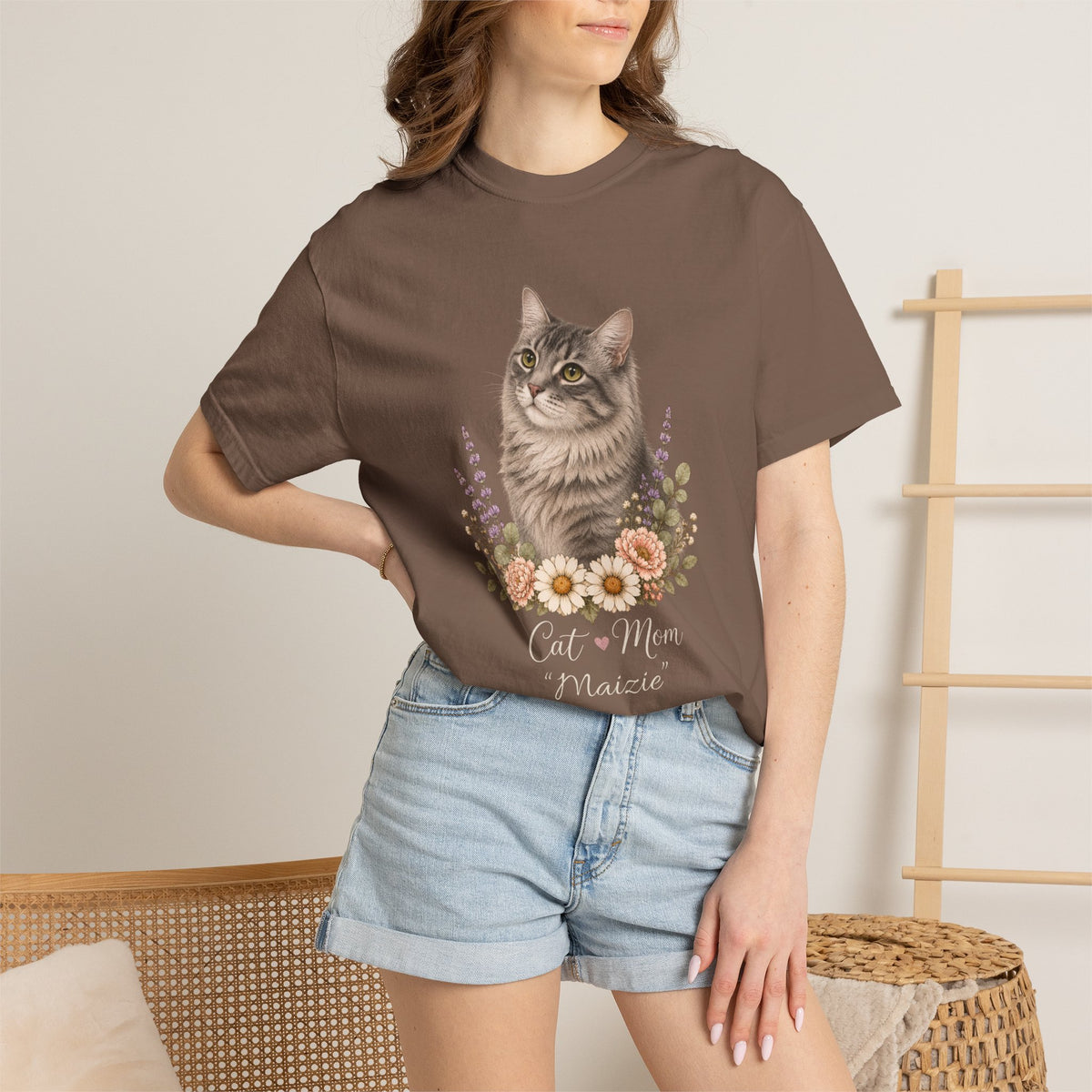 Personalized Silver Tabby Cat Comfort Colors® T-Shirt
